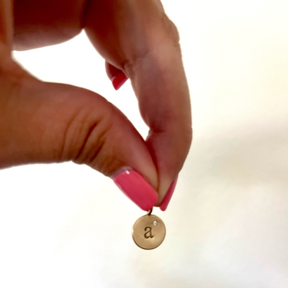 Heather Moore Gold Single Initial Round Charm- A